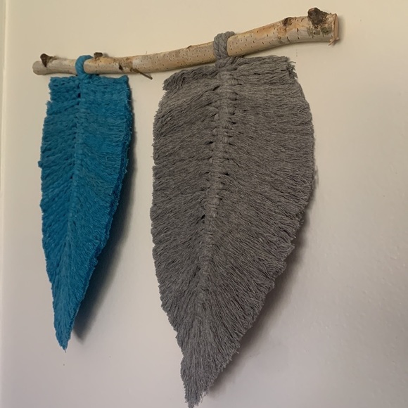 Set of 2: Grey and Blue Feathered Wall Art - Picture 4 of 14